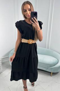 Šaty Oli s volánem černé Velikost: One size, Barva: Černá