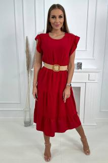 Šaty Oli s volánem červené Velikost: One size, Barva: Červená