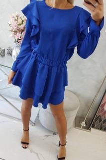 Šaty s dlouhým rukávem modré Velikost: One size, Barva: Modrá