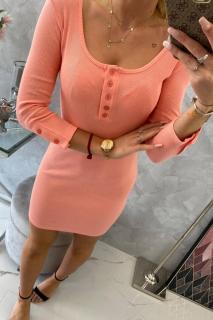 Šaty s knoflíky Ema meruňkové Velikost: One size, Barva: Oranžová