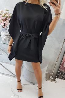Šaty s vázáním v pase černé Velikost: One size, Barva: Černá