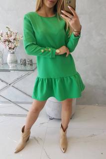 Šaty s volánem zelené Velikost: One size, Barva: Zelená