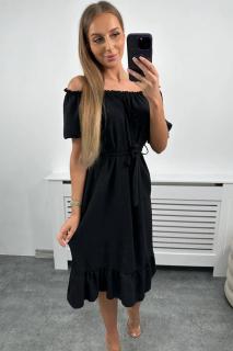 Šaty s volánky Melisa černé Velikost: One size, Barva: Černá