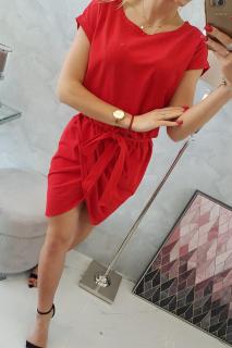 Šaty se skládanou sukní červené Velikost: One size, Barva: Červená