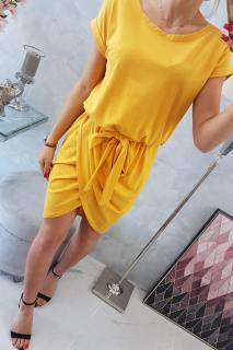 Šaty se skládanou sukní žluté Velikost: One size, Barva: Žlutá