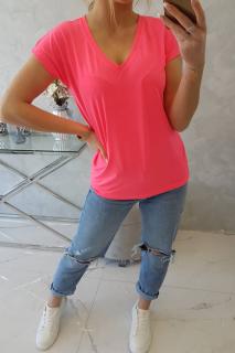 Tričko s krátkým rukávem April neon Velikost: One size, Barva: Růžová neonová