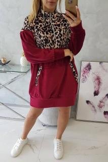 Velurové mikinové šaty vínové Velikost: One size, Barva: Červená