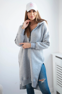 Zateplené šaty se zipem Nia šedé Velikost: One size, Barva: Šedá