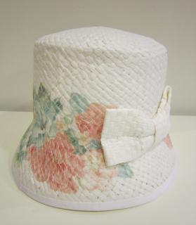 10190/79 Mayoral dívčí letní klobouk bílý s malovanými květy Barva: Bílá, Velikost: 54, Materiál: 100% papír