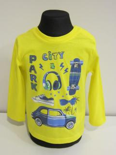 1032/62  Mayoral chlapecké triko s dlouhým rukávem žluté CITY PARK s modrými obrázky Barva: Žlutá, Velikost: 80/ 12 měsíců, Materiál: 100% bavlna