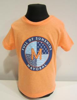 1041/16 Mayoral chlapecké oranžové bavlněné tričko a obrázek modrý kruh s písmenem M Barva: Oranžová, Velikost: 86 / 18 měsíců, Materiál: 100% bavlna