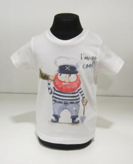 1054/60  Mayoral chlapecké bílé tričko s krátkým rukávem a obrázkem námořníka Barva: Bílá, Velikost: 86/ 18 měsíců, Materiál: 100% bavlna