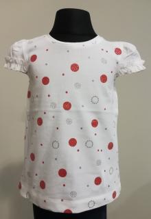 1057/57  Mayoral dívčí bílé tričko s červenými a metalickými puntíky a krátkým rukávem Barva: Bílá, Velikost: 92 / 24 měsíců, Materiál: 95% bavlna 5%…