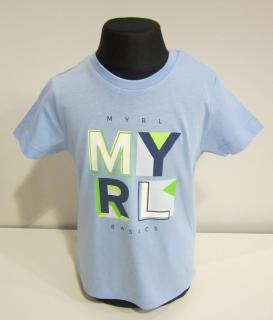 106/32 Mayoral chlapecké světle modré tričko s krátkým rukávem a velkým barevným logem MYRL Barva: světle modrá, Velikost: 98/ 36 měsíců, Materiál:…