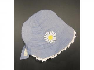 10L  Pupill Maya dívčí středně modrý letní klobouk s krajkovým lemem, 3D aplikací kopretiny a vzadu na zavazování Barva: Modrá, Velikost: 50-52/ cca…