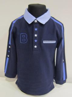1124/24  Mayoral chlapecké tmavě modré polo (tričko s límečkem) s dlouhým rukávem s kapsičkou a logem na zádech Barva: Tmavě modrá, Velikost: 80/ 12…