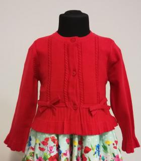 1327/42  Mayoral dívčí červený pletený cardigan (propínací svetr) s dlouhým rukávem Barva: Červená, Velikost: 80 / 12 měsíců, Materiál: 80% bavlna 17%…