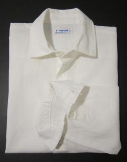 141/28  Mayoral chlapecká bílá lněná košile s dlouhým rukávem Barva: Bílá, Velikost: 110, Materiál: 70% bavlna 30% len