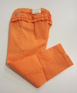 1543/10  Mayoral dívčí plátěné letní oranžové kalhoty s ozdobnými patkami Barva: Oranžová, Velikost: 86 / 18 měsíců, Materiál: 98% bavlna 2% elastan