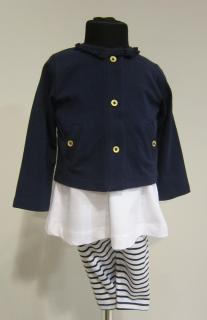 1770/74  Mayoral dívčí volnočasový bavlněný modrobílý komplet 3 dílný set tunika + 3/4 legíny + cardigan s dlouhým rukávem Barva: Modrobílá, Velikost:…
