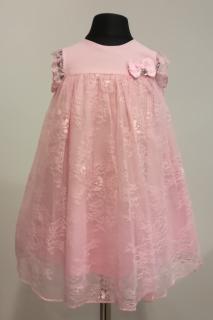 1909/16  Mayoral dívčí růžové krajkové šaty s bavlněným sedlem zdobeným mašličkou a kamínkem Barva: Růžová, Velikost: 98 / 36 měsíců, Materiál: 42%…