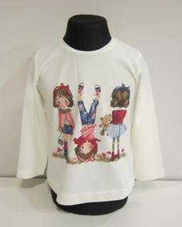 2010/82  Mayoral dívčí smetanové triko s dlouhým rukávem a obrázkem veselých panenek Barva: Smetanová, Velikost: 92 / 24 měsíců, Materiál: 92% bavlna…