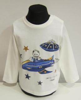 2014/68  Mayoral chlapecké smetanové triko s dlouhým rukávem s kosmickým motivem Barva: Smetanová, Velikost: 86/ 18 měsíců, Materiál: 100% bavlna
