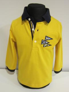 2103/92 Mayoral chlapecké polo žluté (tričko s límečkem) s dlouhým rukávem Barva: Žlutá, Velikost: 80/ 12 měsíců, Materiál: 99% polyester 1% elastan