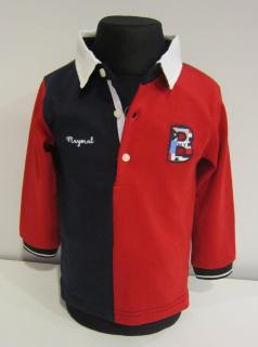 2104/21  Mayoral chlapecké sportovní červenomodré polo (tričko s límečkem) s dlouhým rukávem styl dres s čísly na rukávech Barva: Červená, Velikost:…