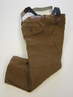 2532/78  Mayoral chlapecké šedo hnědé kalhoty SLIM s odepínacími kšandami Barva: Hnědá, Velikost: 92/ 24 měsíců, Materiál: 98% bavlna 2% elastan