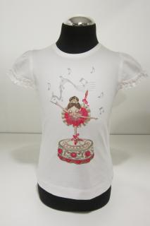 3001/68 Mayoral dívčí bílé tričko s krátkým rukávem a pink růžovým obrázkem tančící baletky Barva: Bílá, Velikost: 104 / 4 roky, Materiál: 92% bavlna…
