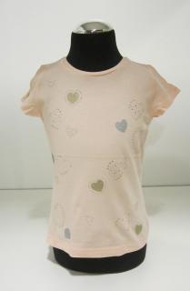 3012/64 Mayoral dívčí meruňkové tričko s metalickými srdíčky Barva: Meruňková, Velikost: 116 / 6 let, Materiál: 95% bavlna 5% elastan