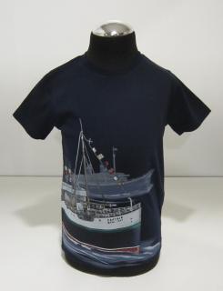 3024/75  Mayoral chlapecké tmavě modré tričko s krátkým rukávem a obrázkem lodí na moři Barva: Tmavě modrá, Velikost: 110, Materiál: 100% bavlna