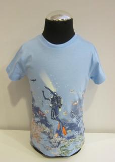 3069/37 Mayoral chlapecké tričko s krátkým rukávem bavlněné světle modré s potápěči Barva: světle modrá, Velikost: 134, Materiál: 100% bavlna
