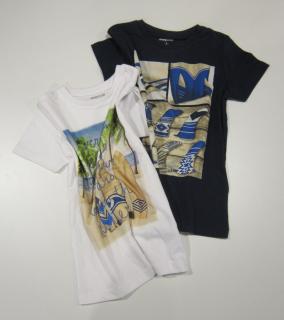 3089/13  Mayoral 2 ks chlapecké tričko s krátkým rukávem s obrázkem na předním díle (1x tmavě modré + 1x bílé) Barva: Modrá, Velikost: 104, Materiál:…