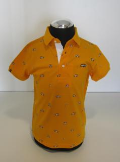 3147/33  Mayoral chlapecké pomerančové piké polo (tričko s límečkem) s krátkým rukávem s potiskem aut JEEP Barva: Oranžová, Velikost: 110, Materiál:…