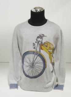 3306/69 Mayoral chlapecký šedý tenký svetr s obrázkem jízdního kola Barva: Šedá, Velikost: 134, Materiál: 100% bavlna