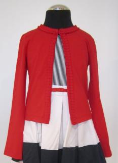 3404/81 Mayoral dívčí cardigan (propínací svetr) červený bavlněný úplet s dlouhým rukávem Barva: Červená, Velikost: 116 / 6 let, Materiál: 95% bavlna…