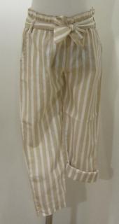 3540/24 Mayoral dívčí letní béžové pruhované kalhoty s vysokým pasem Barva: Béžová, Velikost: 116 / 6 let, Materiál: 62% bavlna 38% len