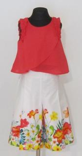 3548/42 Mayoral 2 dílný letní dívčí set korálový top + smetanová kalhotová midi sukně s květinovým vzorem Barva: Korálová, Velikost: 116 / 6 let,…