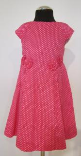 3946/29 Mayoral dívčí šaty pink růžové s drobnými bílými puntíky s krátkým rukávem Barva: Pink růžová, Velikost: 128 / 8 let, Materiál: 100% bavlna