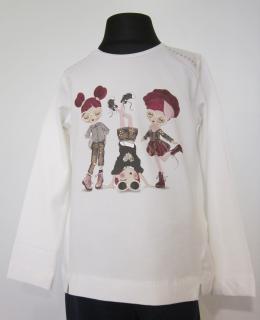 4013/21 Mayoral dívčí smetanové triko s dlouhým rukávem a s bordovým obrázkem 3 tančících dívek Barva: Smetanová, Velikost: 110 / 5 let, Materiál: 95%…