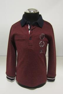 4115/30  Mayoral chlapecké melírované bordové polo (tričko s límečkem) s kapsičkou a s dlouhým rukávem Barva: Bordová, Velikost: 104, Materiál: 75%…