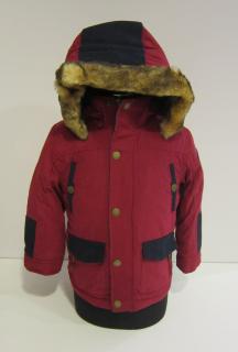 4416/34  Mayoral chlapecká zimní delší bunda bordová s odepínací kapucí na patenty a s odepínací kožešinkou na zip Barva: Bordová, Velikost: 92/ 24…