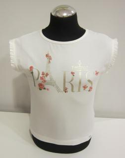 6001/95 Mayoral dívčí smetanové tričko s obrázkem Paris a růžovými kvítky Barva: Smetanová, Velikost: 152/12 let, Materiál: 95% bavlna 5% elastan