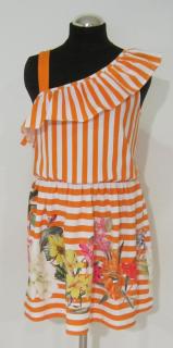 6948/78 Mayoral dívčí bavlněné volnočasové šaty na 1 rameno v pase na gumu Barva: Oranžová, Velikost: 157/14 let, Materiál: 95% bavlna 5% elastan