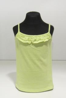 700005/zelená  BLUE SEVEN dívčí bavlněný hráškově zelený top (tričko) s kanýrkem na předním díle a špagetovými ramínky Barva: Zelená, Velikost: 92 /…