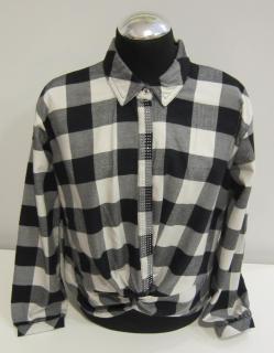 7106/53 Mayoral dívčí krátká košile s dlouhým rukávem černobílá kostka Barva: Černá, Velikost: 140/10 let, Materiál: 100% bavlna