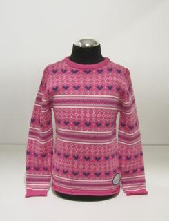 769003 BLUE SEVEN dívčí růžový svetr norský vzor se srdíčky Barva: Růžová, Velikost: 116 / 6 let, Materiál: 50% bavlna 50% polyakryl