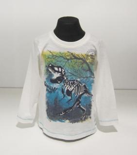 850548  BLUE SEVEN chlapecké smetanové triko s dlouhým rukávem s obrázkem dinosaura Barva: Smetanová, Velikost: 92/ 24 měsíců, Materiál: 100% bavlna
